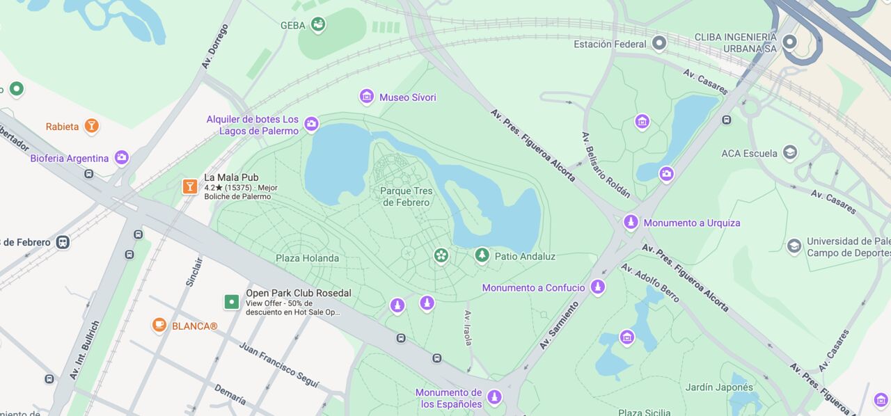 Mapa del recorrido en Palermo